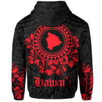 Hawaii Map Hibiscus Polynesian Hoodie Zip Lithe Style - Polynesian Pride