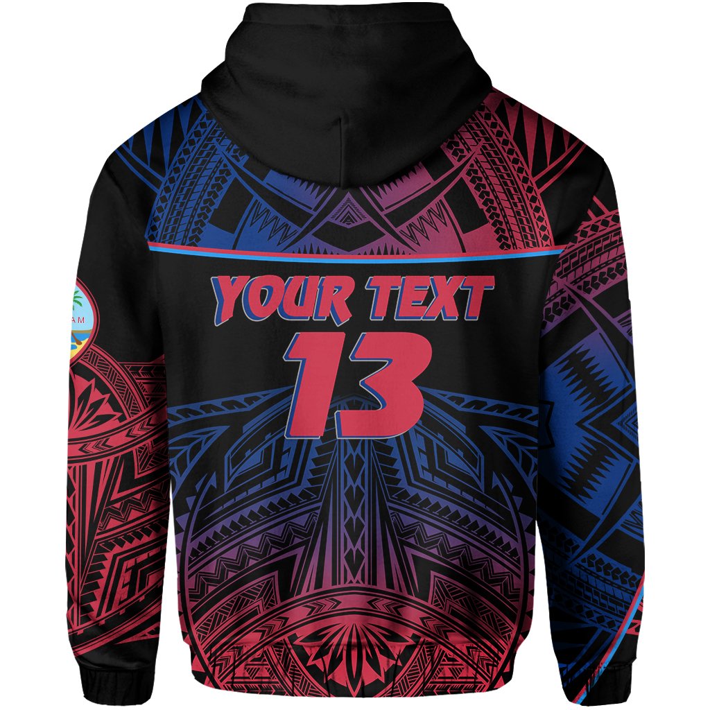 Custom Guam Rugby Zip Hoodie Impressive Version Custom Text and Number - Polynesian Pride