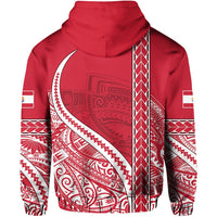 Tahiti Rugby Zip Hoodie Marvelous Version Red - Polynesian Pride