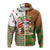 Hawaiian Santa Claus Mele Kalikimaka Kanaka Hoodie Zip Red Angus Style - Polynesian Pride