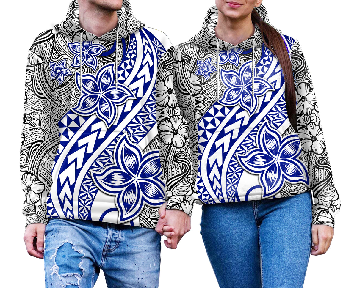 Traditional Polynesian Tribal Tattoo Retro Couple Hoodie Blue LT9 No Men - Polynesian Pride