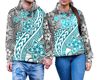 Traditional Polynesian Tribal Tattoo Retro Couple Hoodie Turquoise LT9 No Men - Polynesian Pride