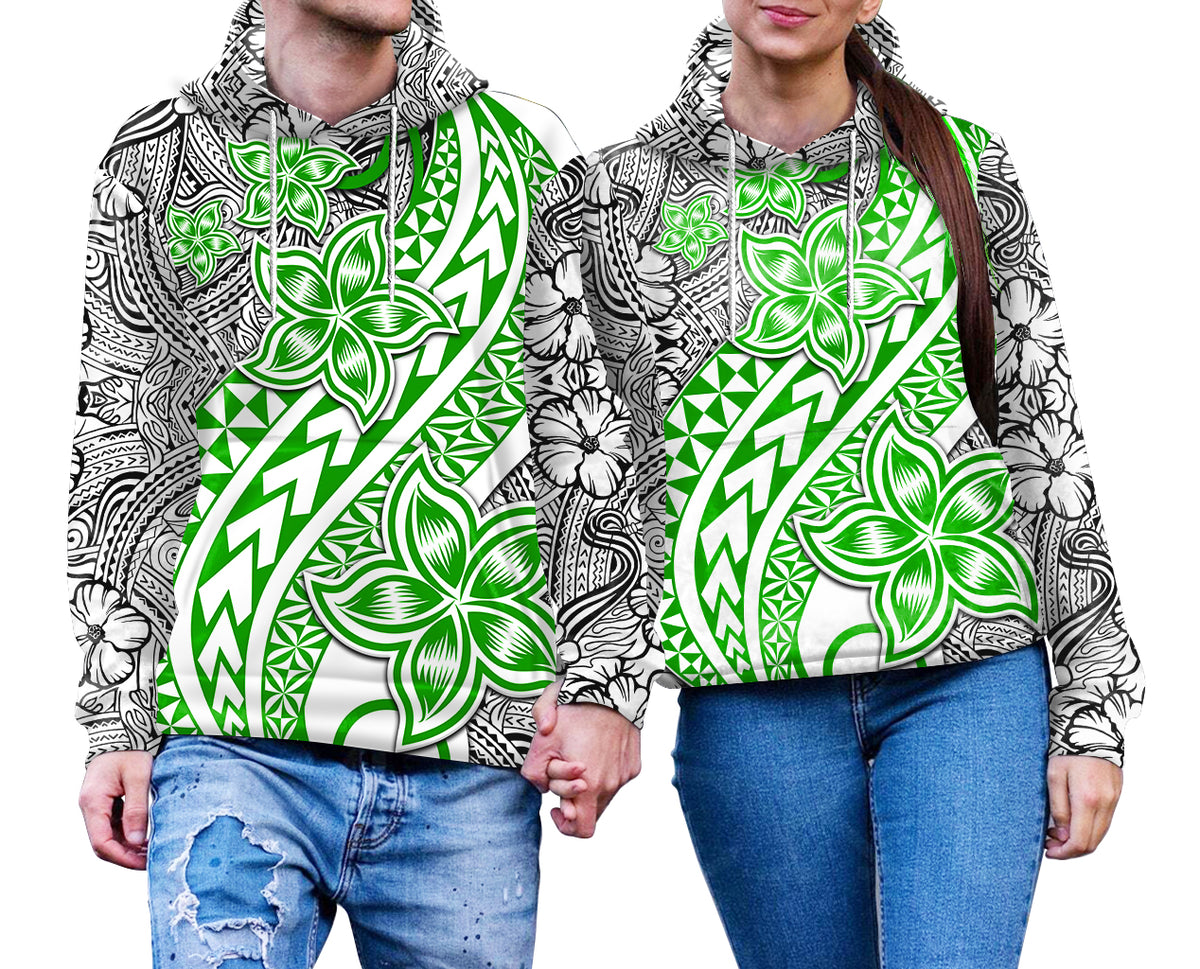 Traditional Polynesian Tribal Tattoo Retro Couple Hoodie Green LT9 No Men - Polynesian Pride