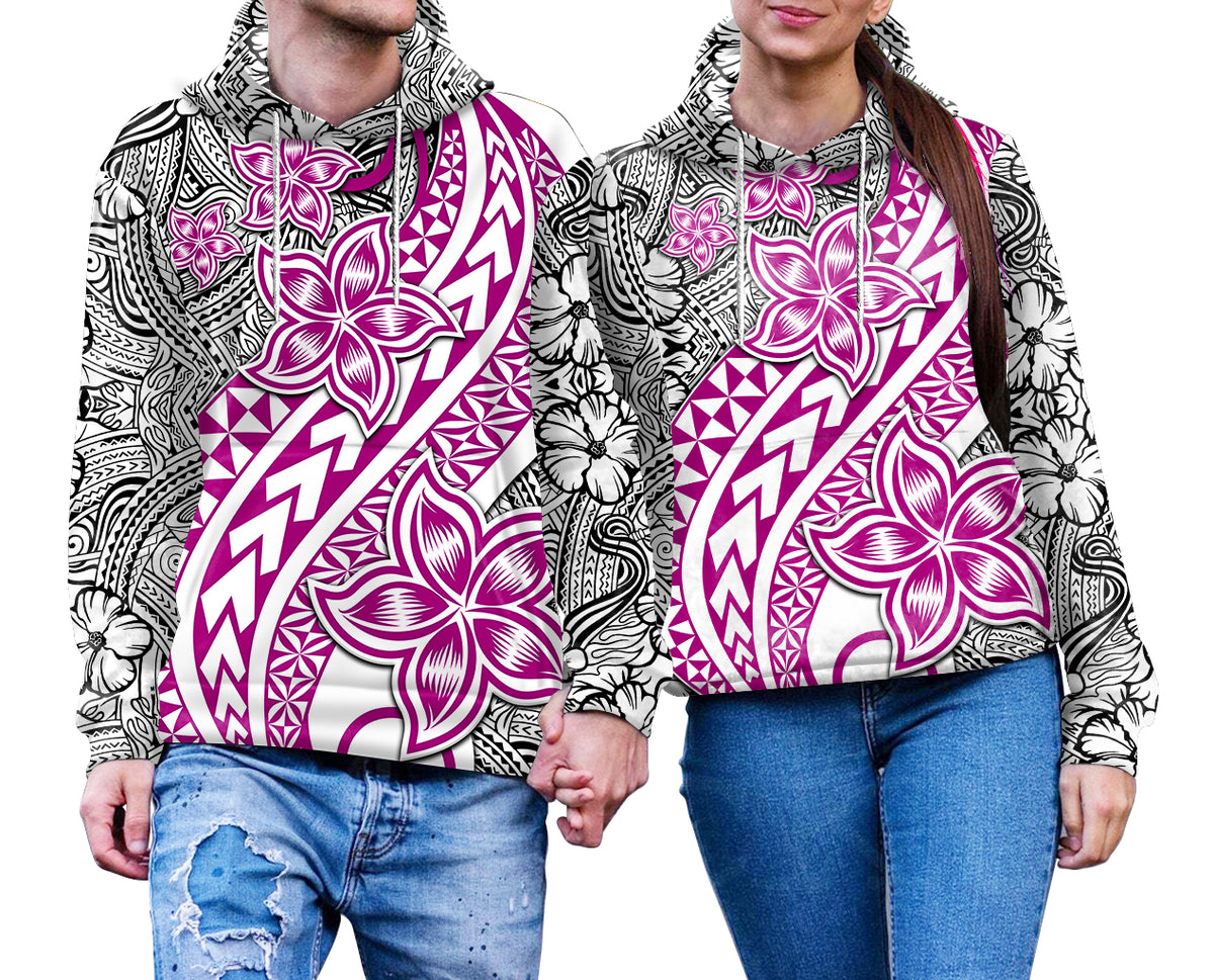 Traditional Polynesian Tribal Tattoo Retro Couple Hoodie Pink LT9 No Men - Polynesian Pride