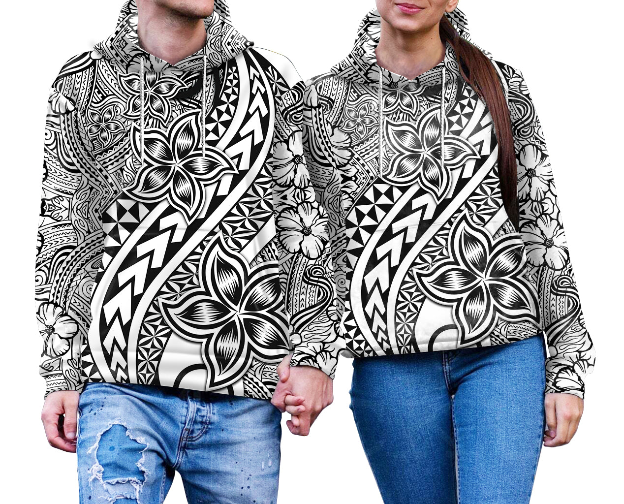 Traditional Polynesian Tribal Tattoo Retro Couple Hoodie Black LT9 No Men - Polynesian Pride