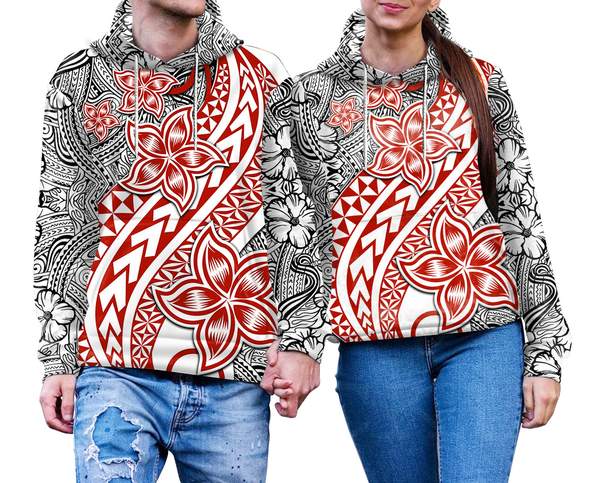 Traditional Polynesian Tribal Tattoo Retro Couple Hoodie Red LT9 - Polynesian Pride