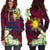 Philippines Polynesian Hoodie Dress - Jasmine Flower Style Red-Blue - Polynesian Pride