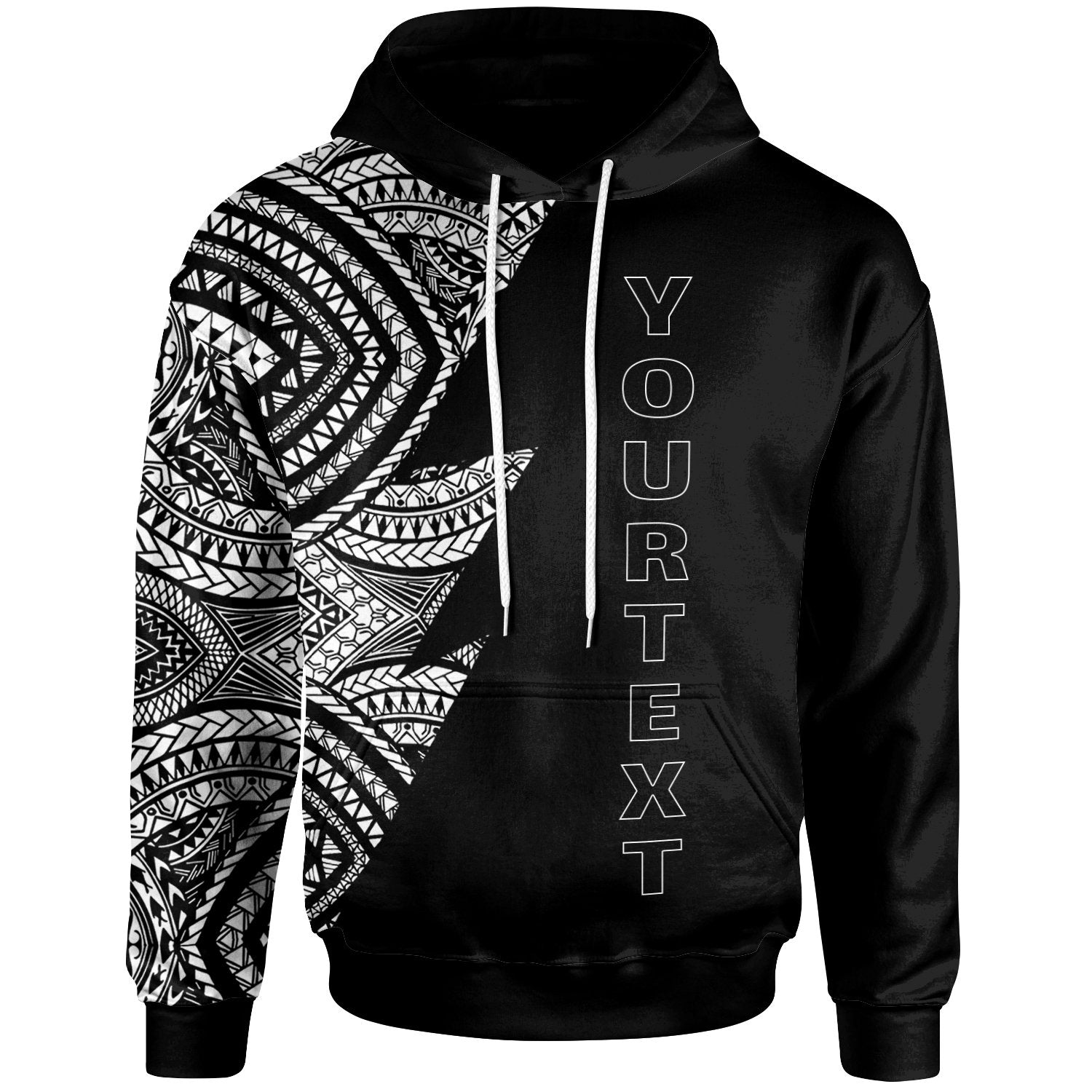 Micronesian Custom All Over Hoodie Micronesian Pattern Style White Unisex Black - Polynesian Pride