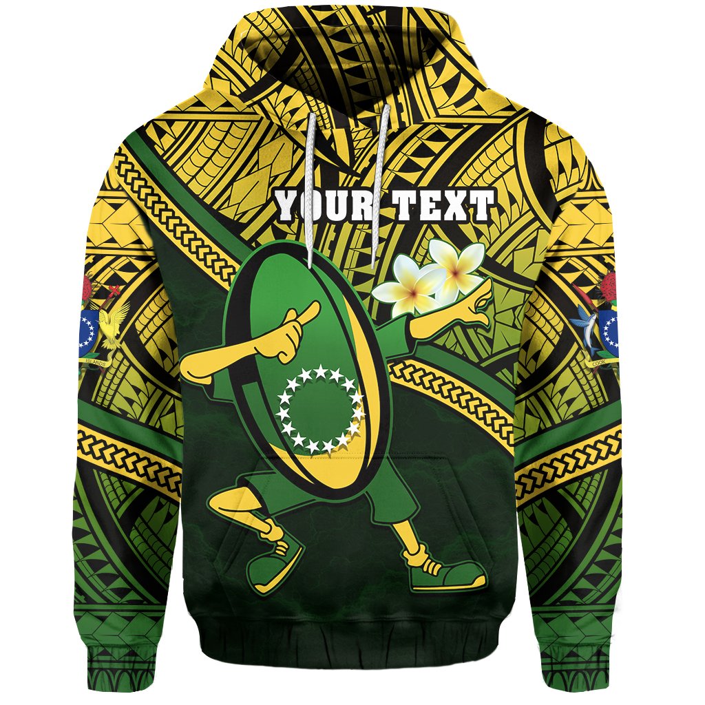 Custom Cook Islands Rugby Hoodie Dab Trend Creative Unisex Green - Polynesian Pride