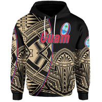 Custom Guam Rugby Hoodie Impressive Version Golden Custom Text and Number - Polynesian Pride