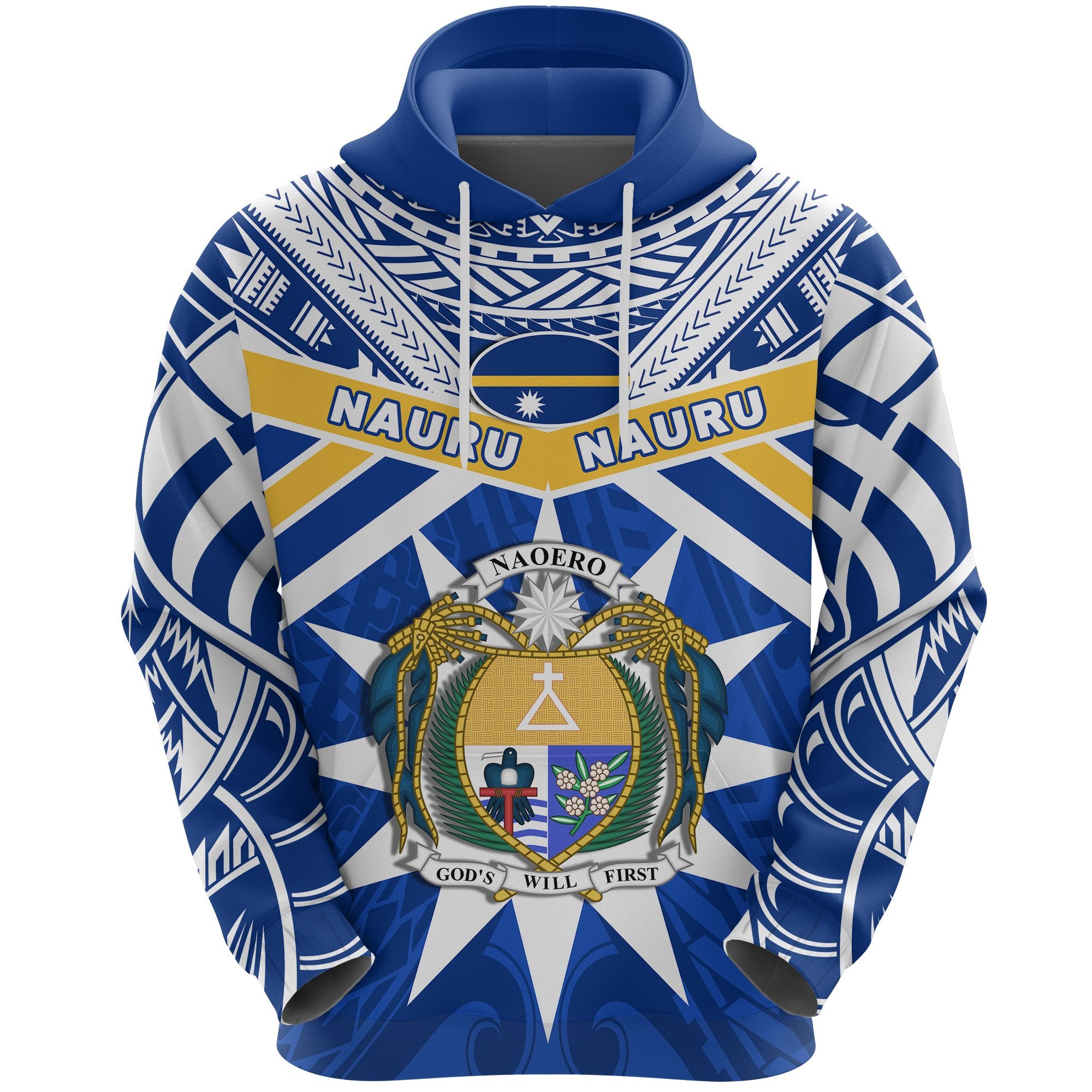 Nauru Rugby Hoodie Symbol Star Polynesian Unisex Blue - Polynesian Pride