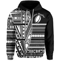 Custom Polynesian Rugby Hoodie With Love Custom Text and Number - Polynesian Pride