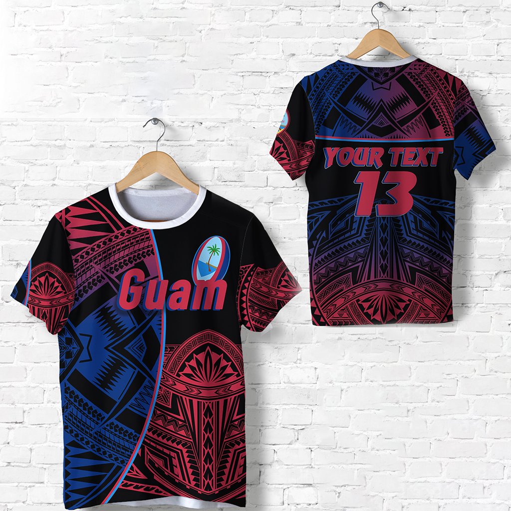 Custom Guam Rugby T Shirt Impressive Version Custom Text and Number Unisex Blue - Polynesian Pride