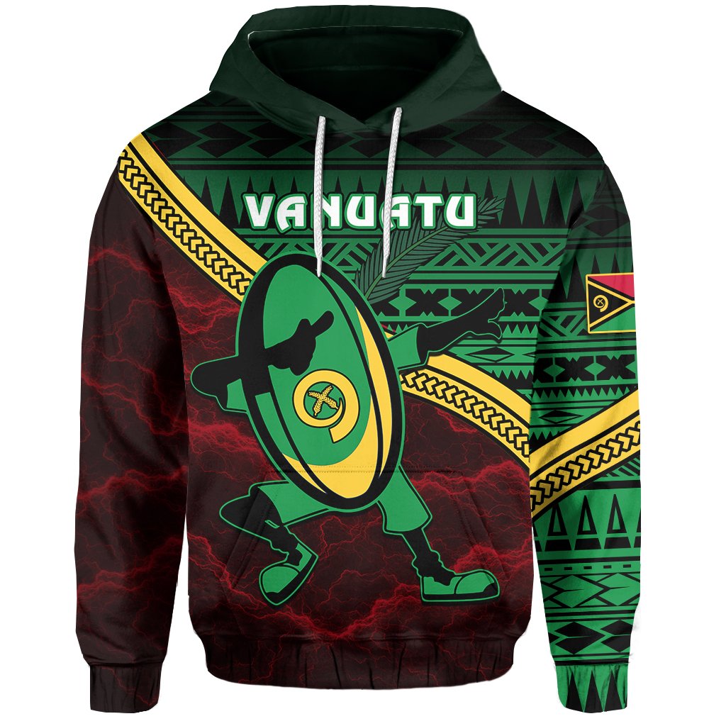 Vanuatu Rugby Zip Hoodie Dab Trend Creative Unisex Green - Polynesian Pride