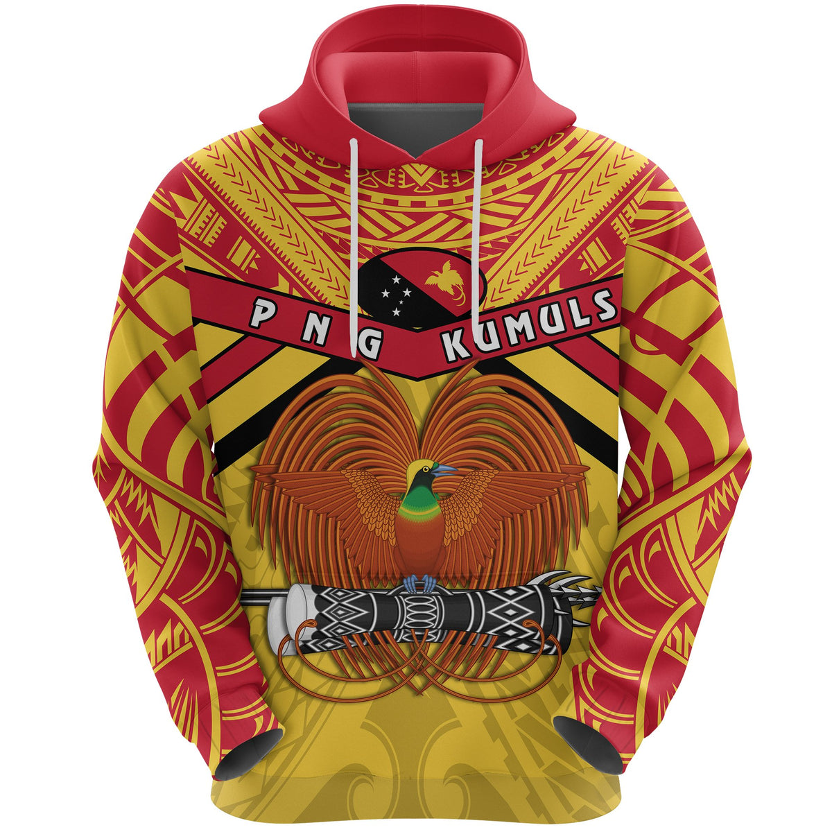 Papua New Guinea Rugby Hoodie PNG The Kumuls Unisex Yellow - Polynesian Pride