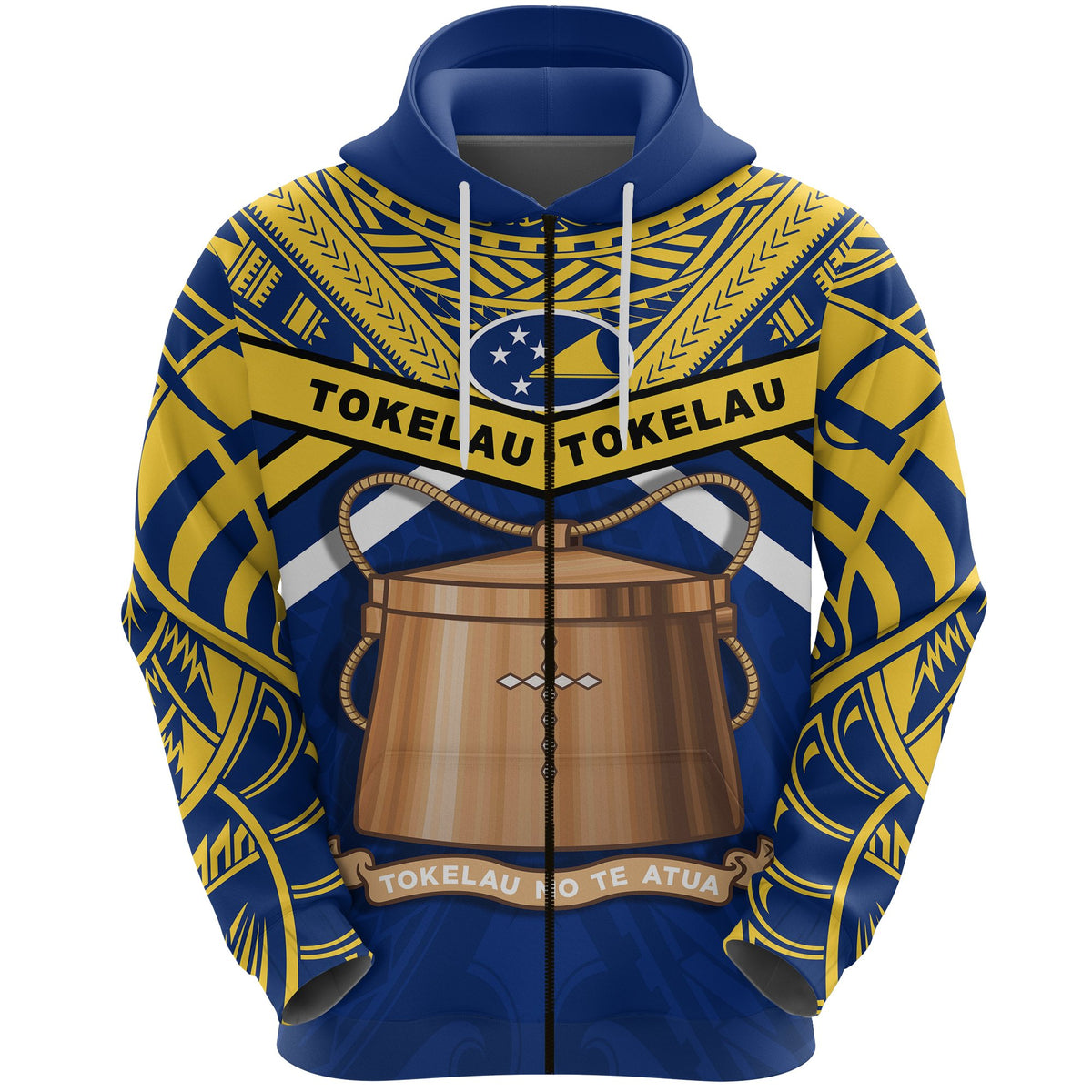 Tokelau Rugby Zip Hoodie Version Unisex Blue - Polynesian Pride