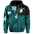 Custom Polynesian Rugby Zip Hoodie Love Turquoise Custom Text and Number - Polynesian Pride