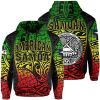 American Samoa Reggae Hoodie Gel Style Unisex Green - Polynesian Pride