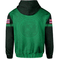 Polynesian Flag Seal of Hawaii Zip Hoodie Green - Polynesian Pride