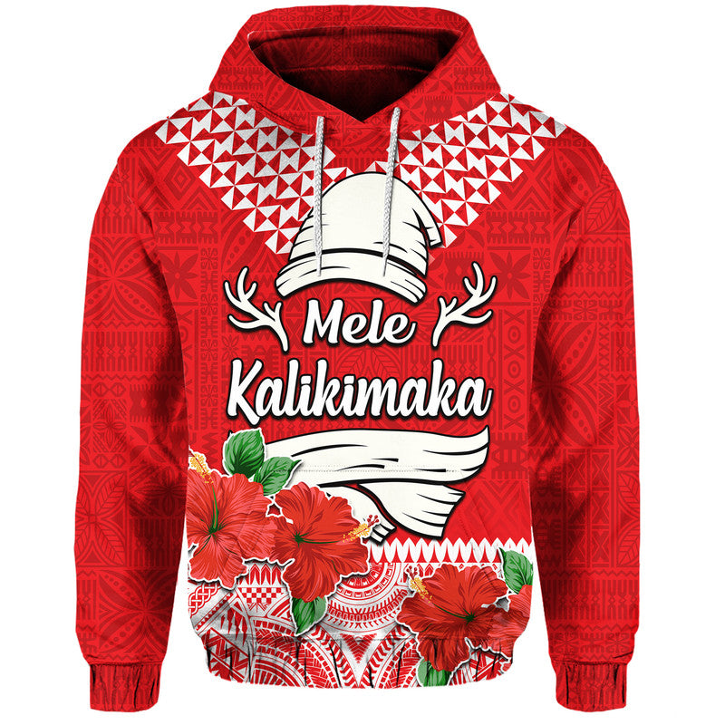 Custom Hawaii Hibiscus Flower Mele Kalikimaka Hoodie LT9 Pullover Hoodie Red - Polynesian Pride