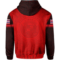 Polynesian Flag Seal of Hawaii Hoodie Red - Polynesian Pride
