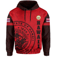 Polynesian Flag Seal of Hawaii Hoodie Red - Polynesian Pride