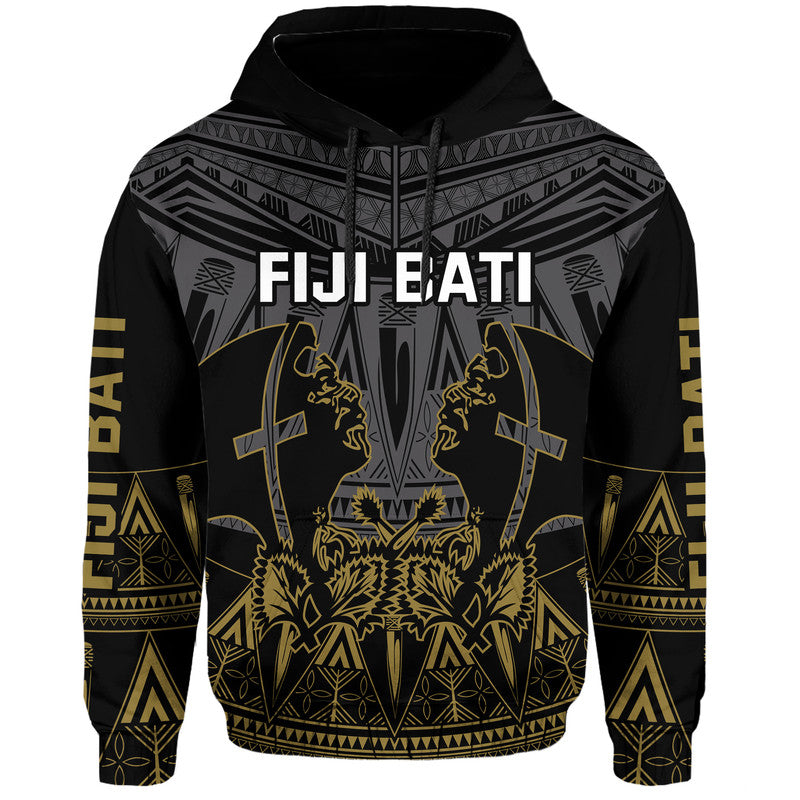 (Custom Personalised) Fiji Rugby Bati Zip Up And Pullover Hoodie Fijian Coat Of Arms Tapa Pattern LT9 Black - Polynesian Pride