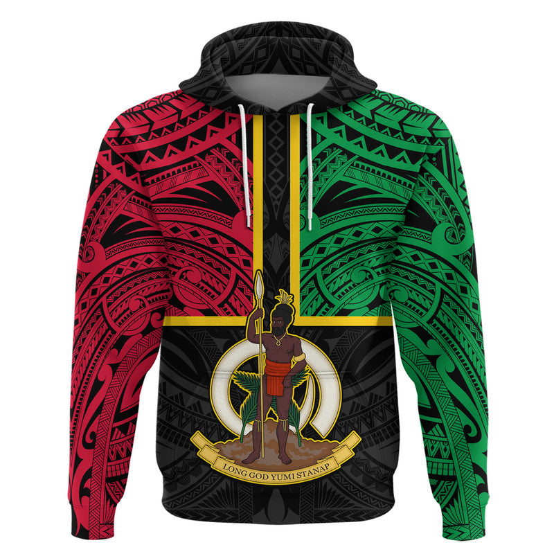 Vanuatu Hoodie Tribal Vanuatu Coat of Arms Flag Style LT9 Pullover Hoodie Black - Polynesian Pride