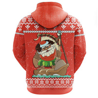 Hawaiian Santa Claus Mele Kalikimaka Hoodie Zip Red Farah Style - Polynesian Pride