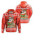 Hawaiian Santa Claus Mele Kalikimaka Hoodie Zip Red Farah Style Unisex Red - Polynesian Pride