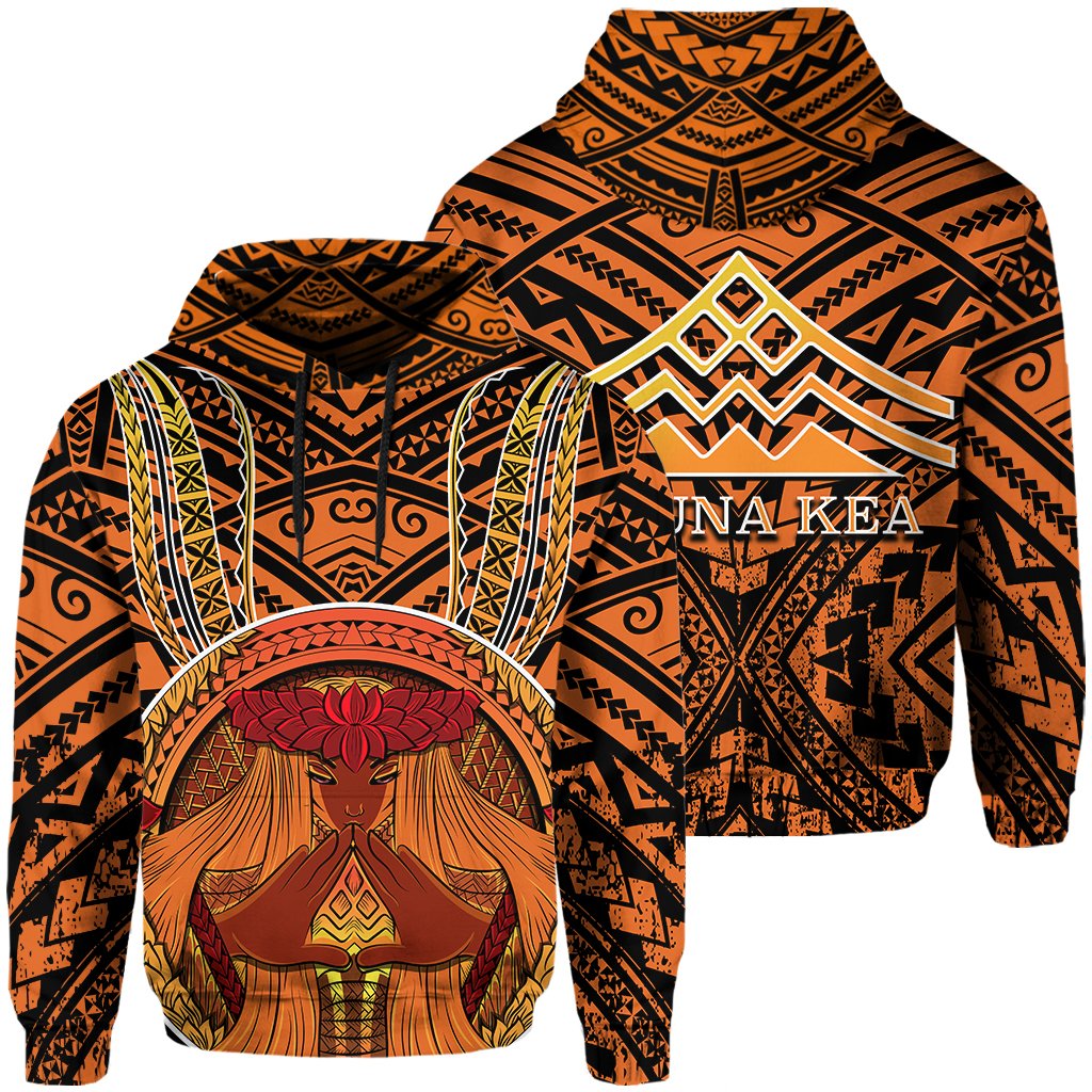 Hawaii Mauna Kea Polynesian Hoodie Kako Style Unisex Orange - Polynesian Pride