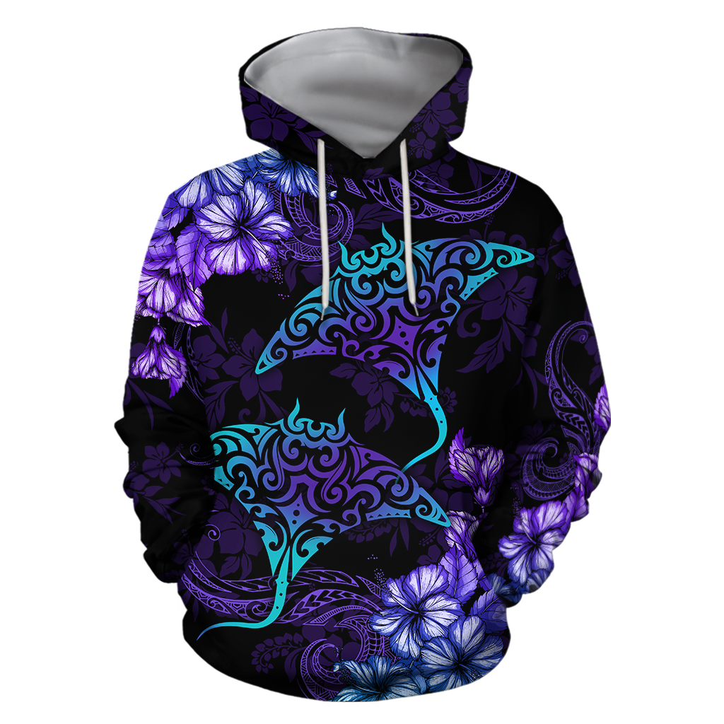 Beautiful Ray Hibiscus Polynesian Hoodie Unisex Black - Polynesian Pride