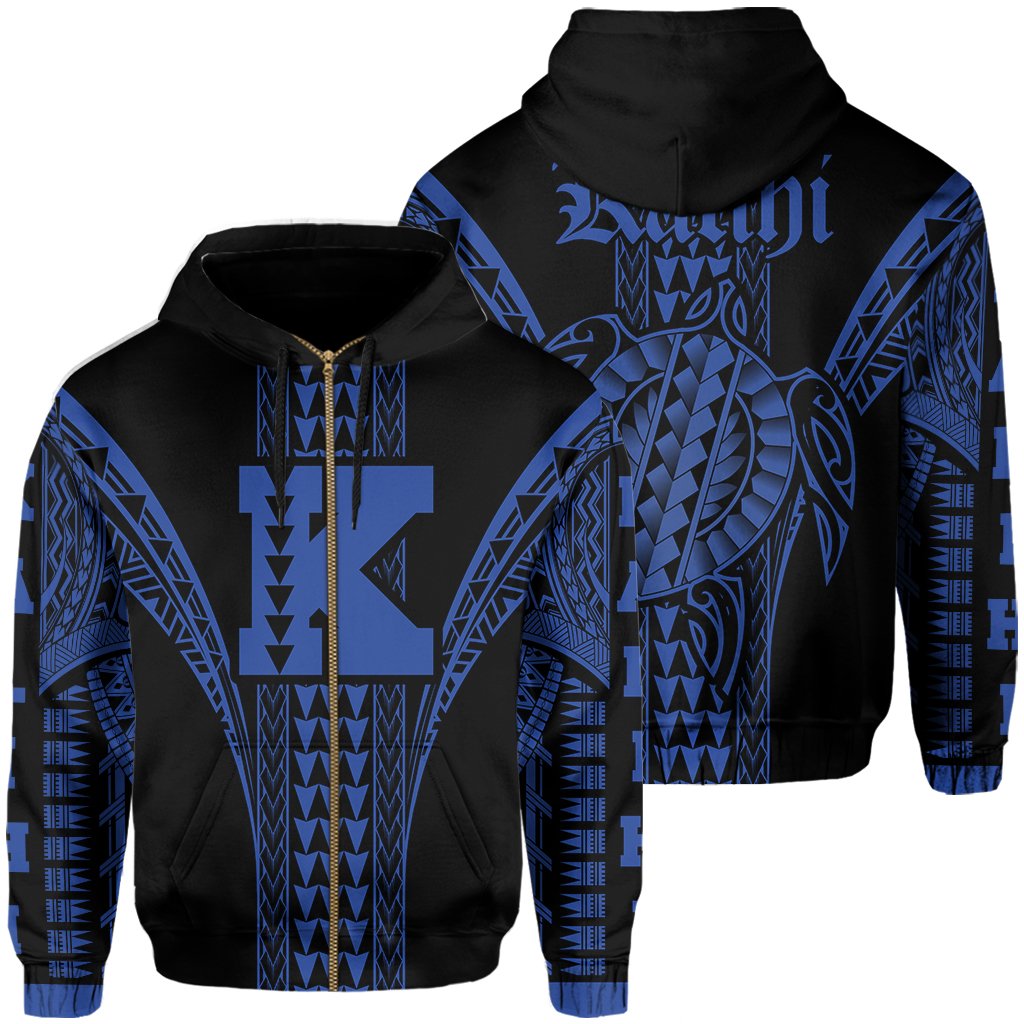 Kalihi Polynesian Hoodie Zip Comely Style Unisex Navy Blue - Polynesian Pride