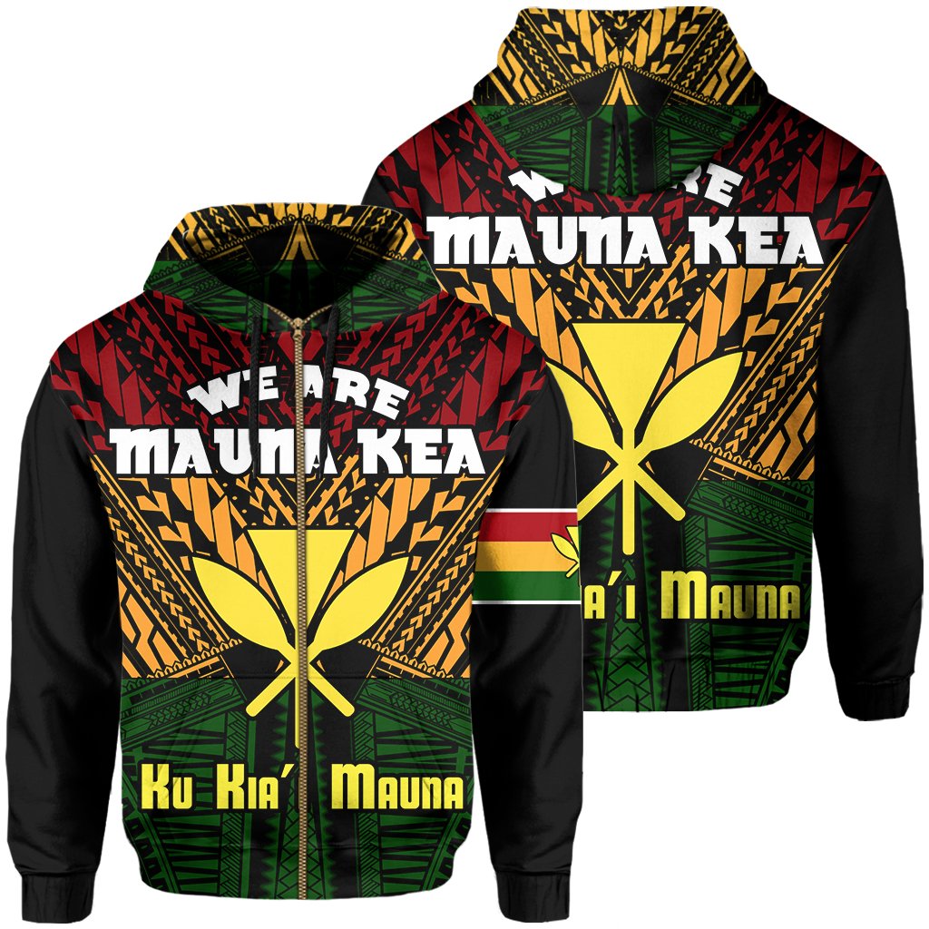 Hawaii Mauna Kea Kanaka Polynesian Hoodie Zip Hill Style Unisex Royal - Polynesian Pride