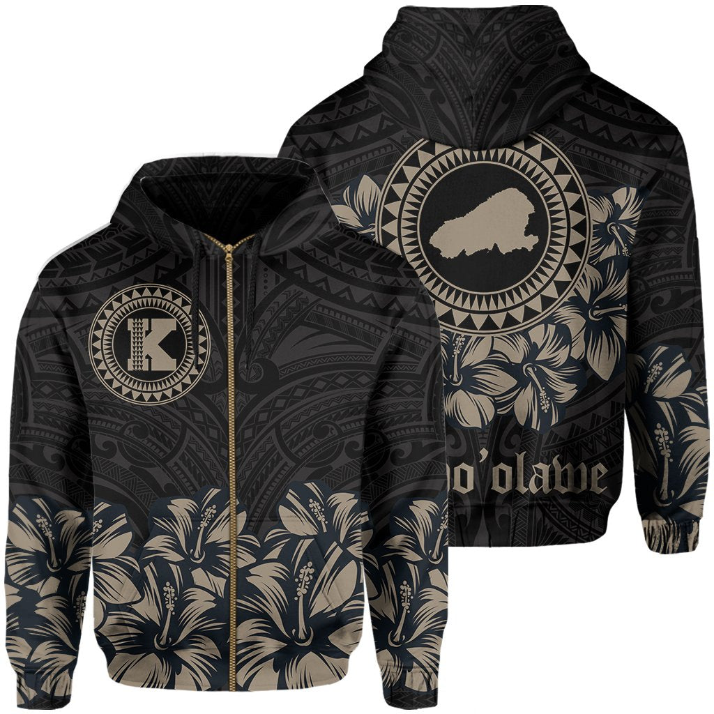 Kahoolawe Map Hibiscus Polynesian Hoodie Zip Lithe Style Unisex Grey - Polynesian Pride
