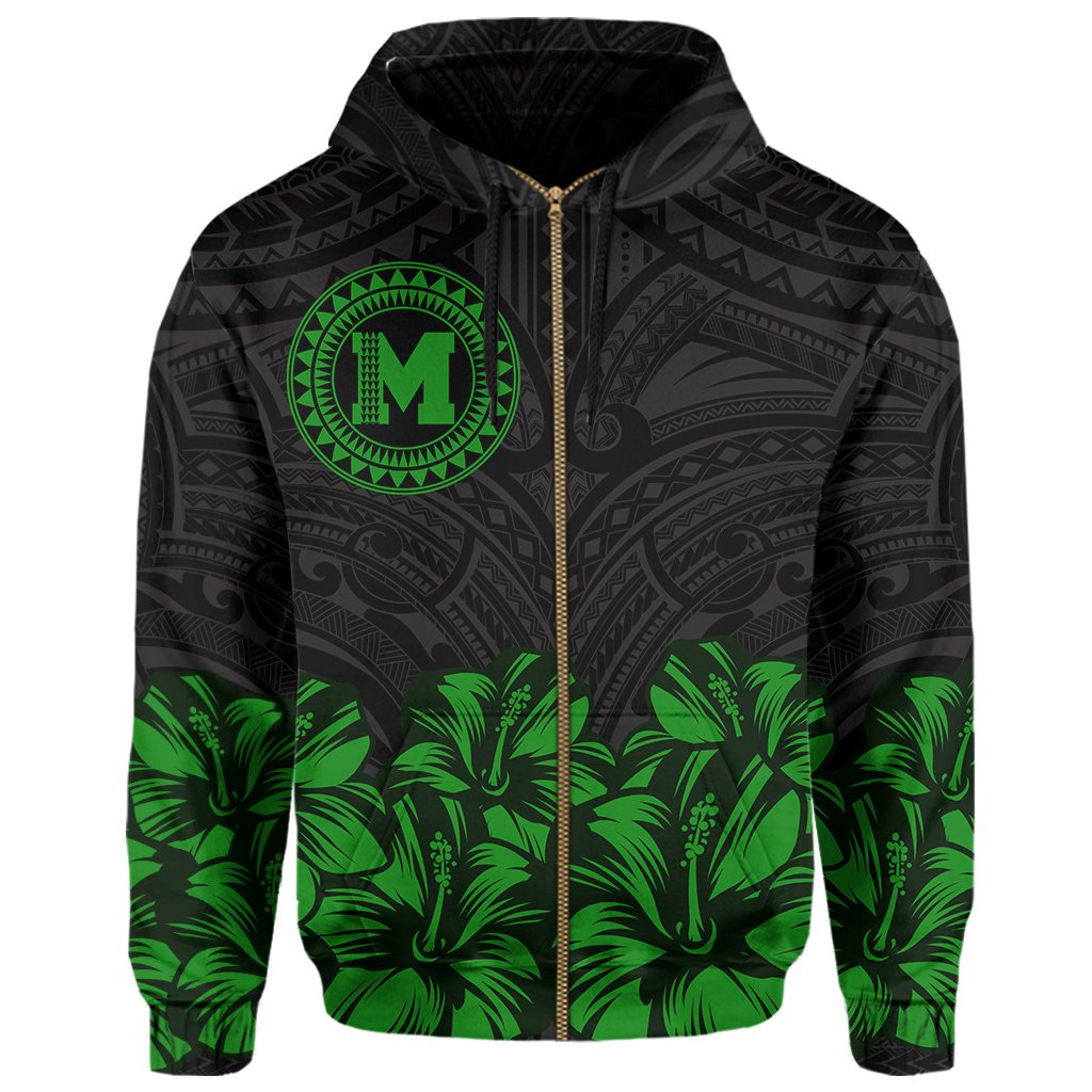 Molokai Map Hibiscus Polynesian Hoodie Zip Lithe Style - Polynesian Pride