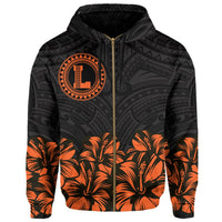 Lanai Map Hibiscus Polynesian Hoodie Zip Lithe Style - Polynesian Pride