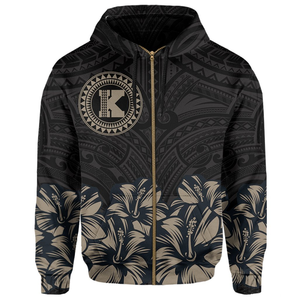 Kahoolawe Map Hibiscus Polynesian Hoodie Zip Lithe Style - Polynesian Pride