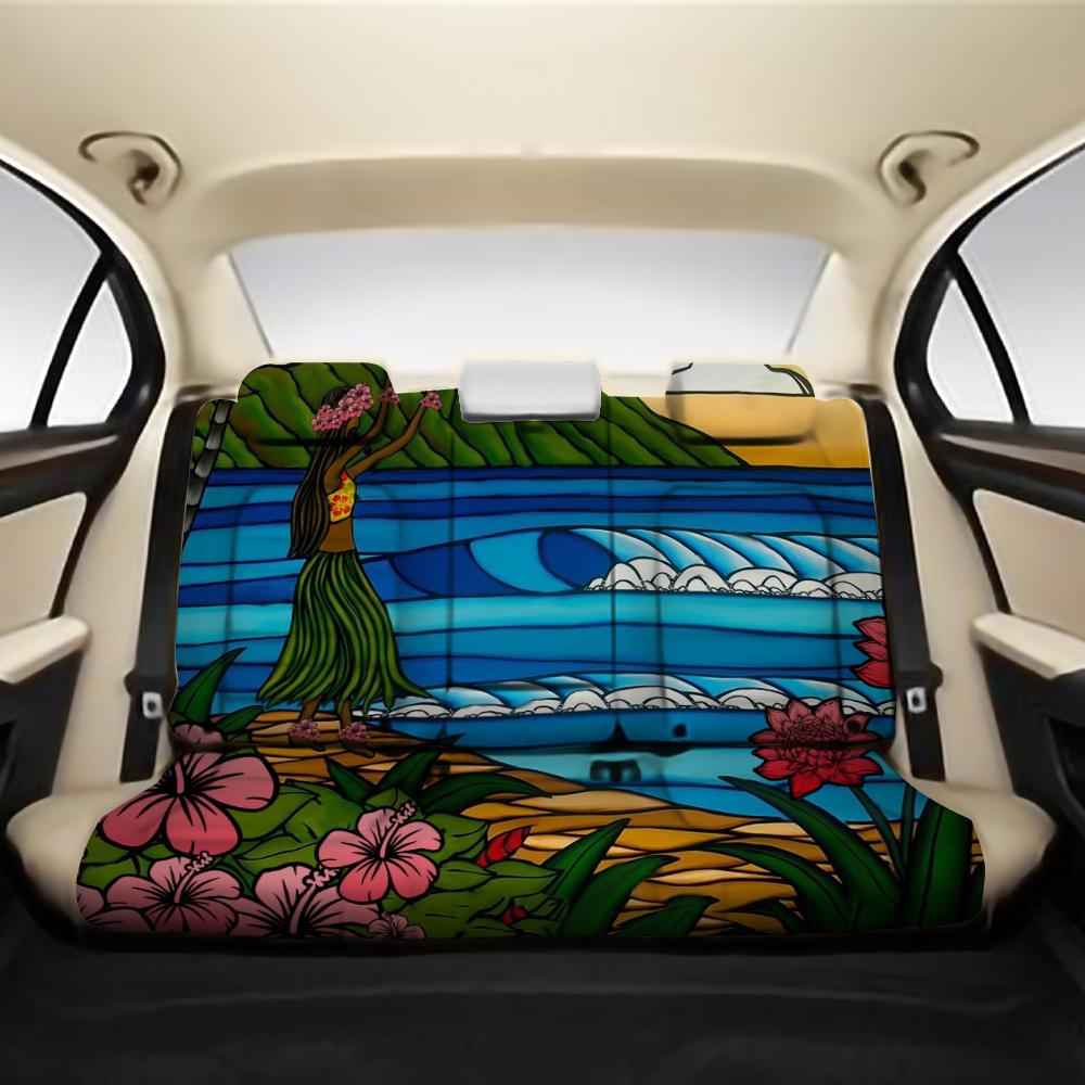 Hula Girl Dance Picture Back Seat Cover AH One Size Black Back Car Seat Covers - Polynesian Pride