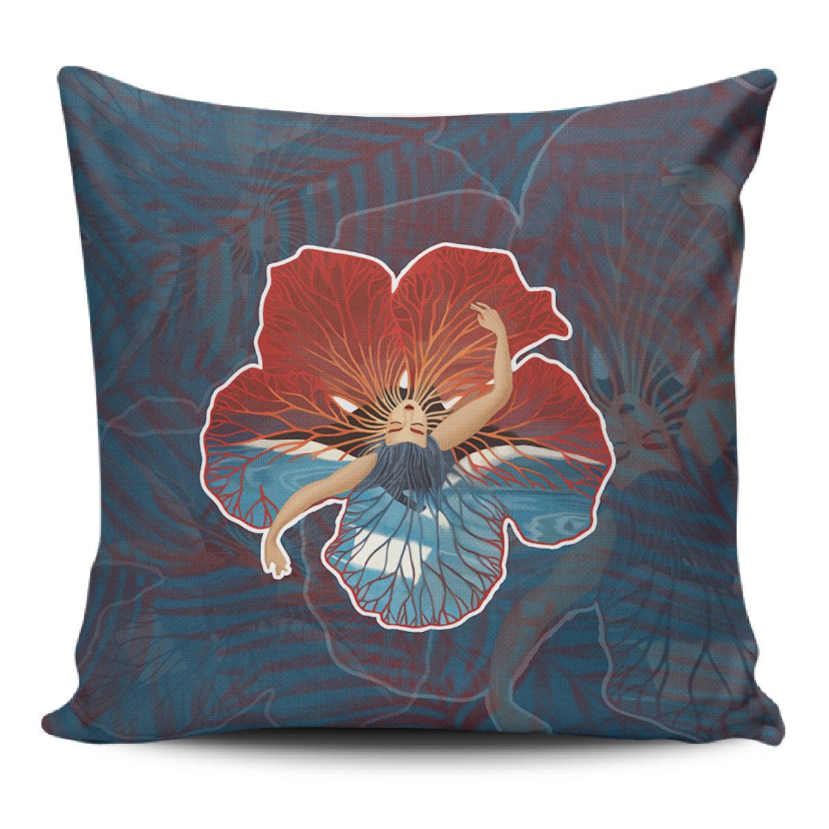 Hula Dance Hibiscus Pillow Covers One Size Zippered Pillow Case 18"x18"(Twin Sides) Black - Polynesian Pride