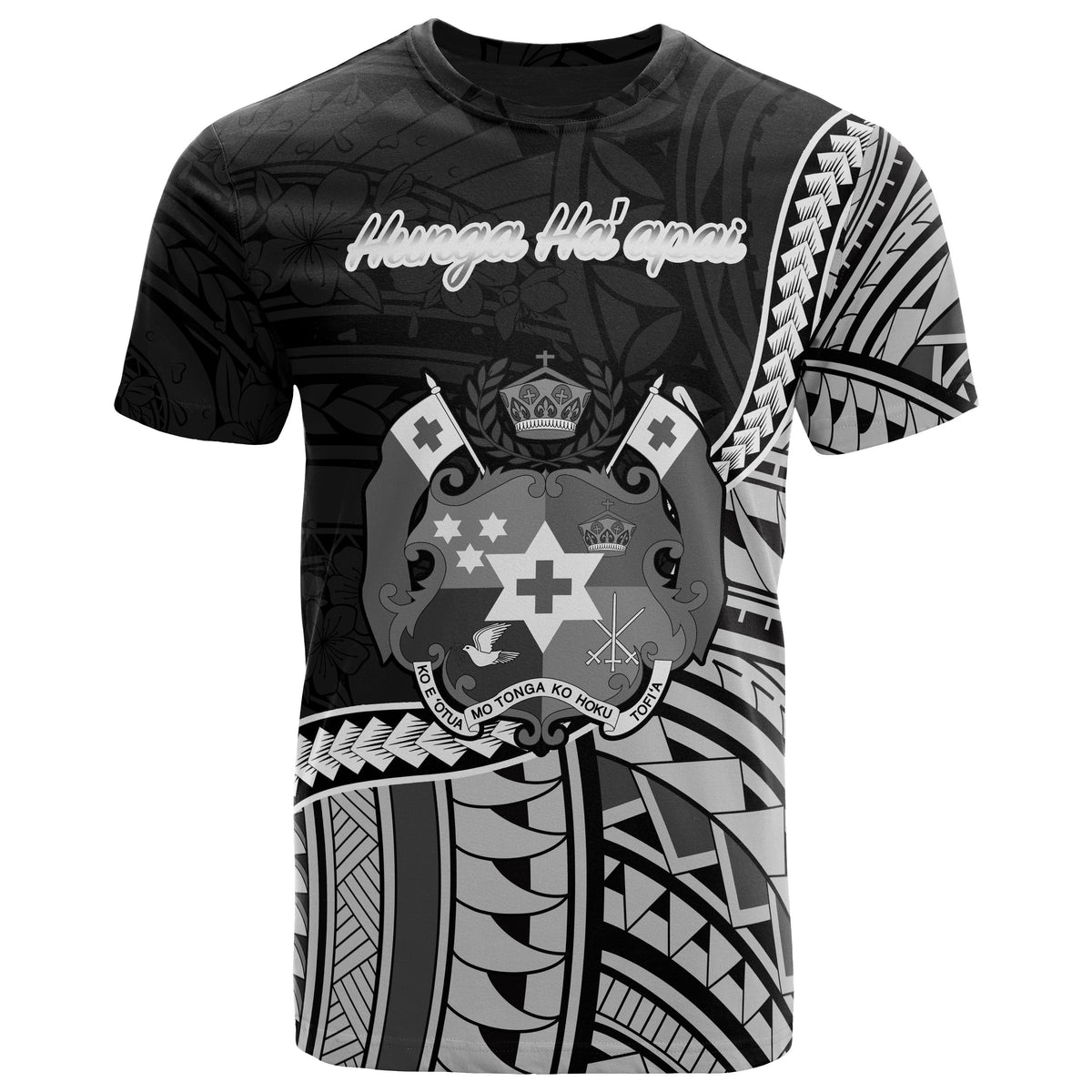 Tonga T Shirt Hunga Ha apai Polynesian Patterns Unisex Black - Polynesian Pride