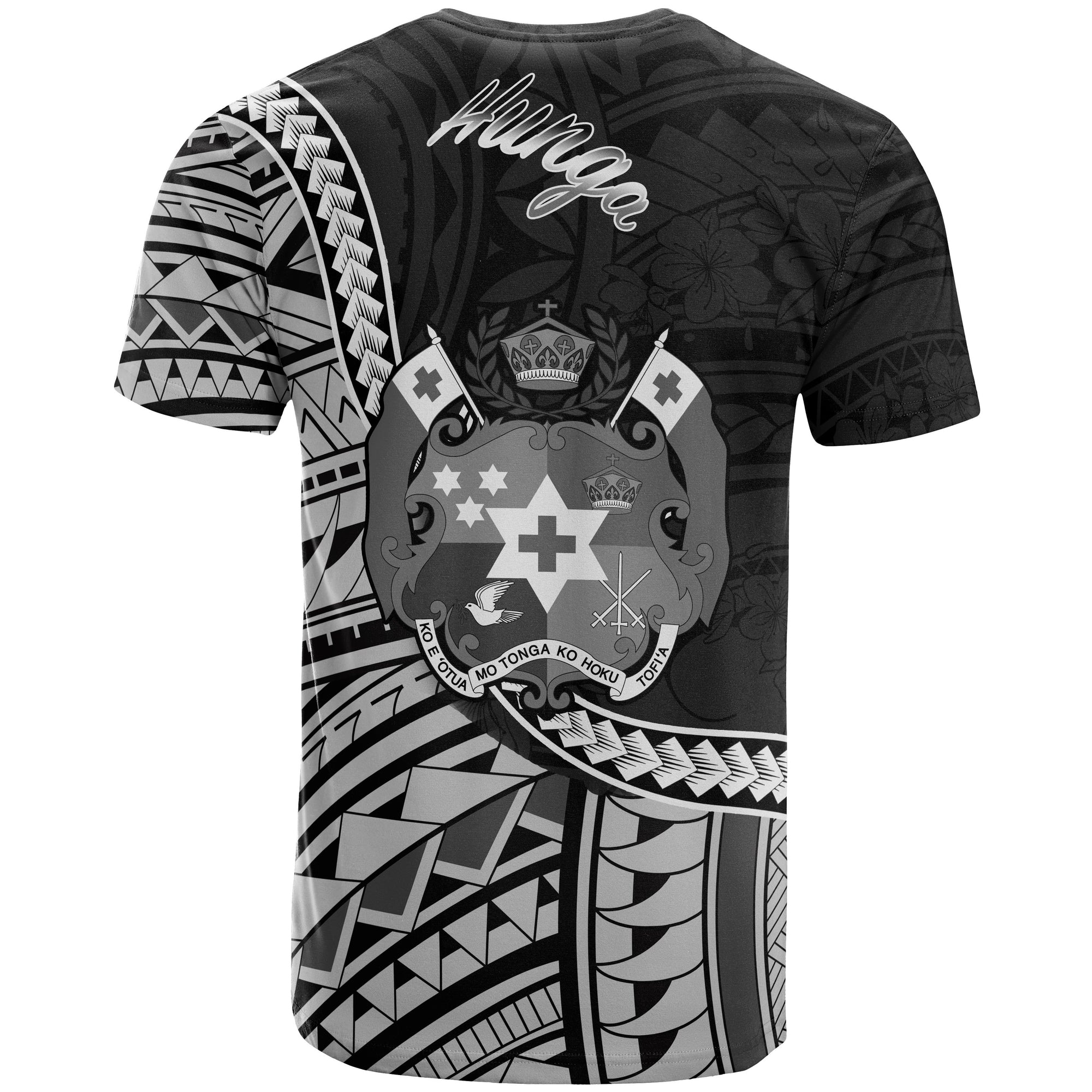 Tonga T Shirt Hunga Polynesian Patterns Unisex Black - Polynesian Pride