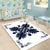 Hawaiian Quilt Maui Plant And Hibiscus Pattern Area Rug - Indigo White - AH - Polynesian Pride