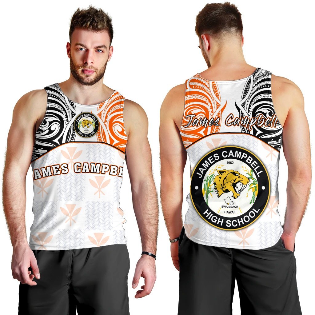 hawaiiMen's Tank Top - Kanaka James Campbell High School Men's Tank Top Demodern Style AH White - Polynesian Pride