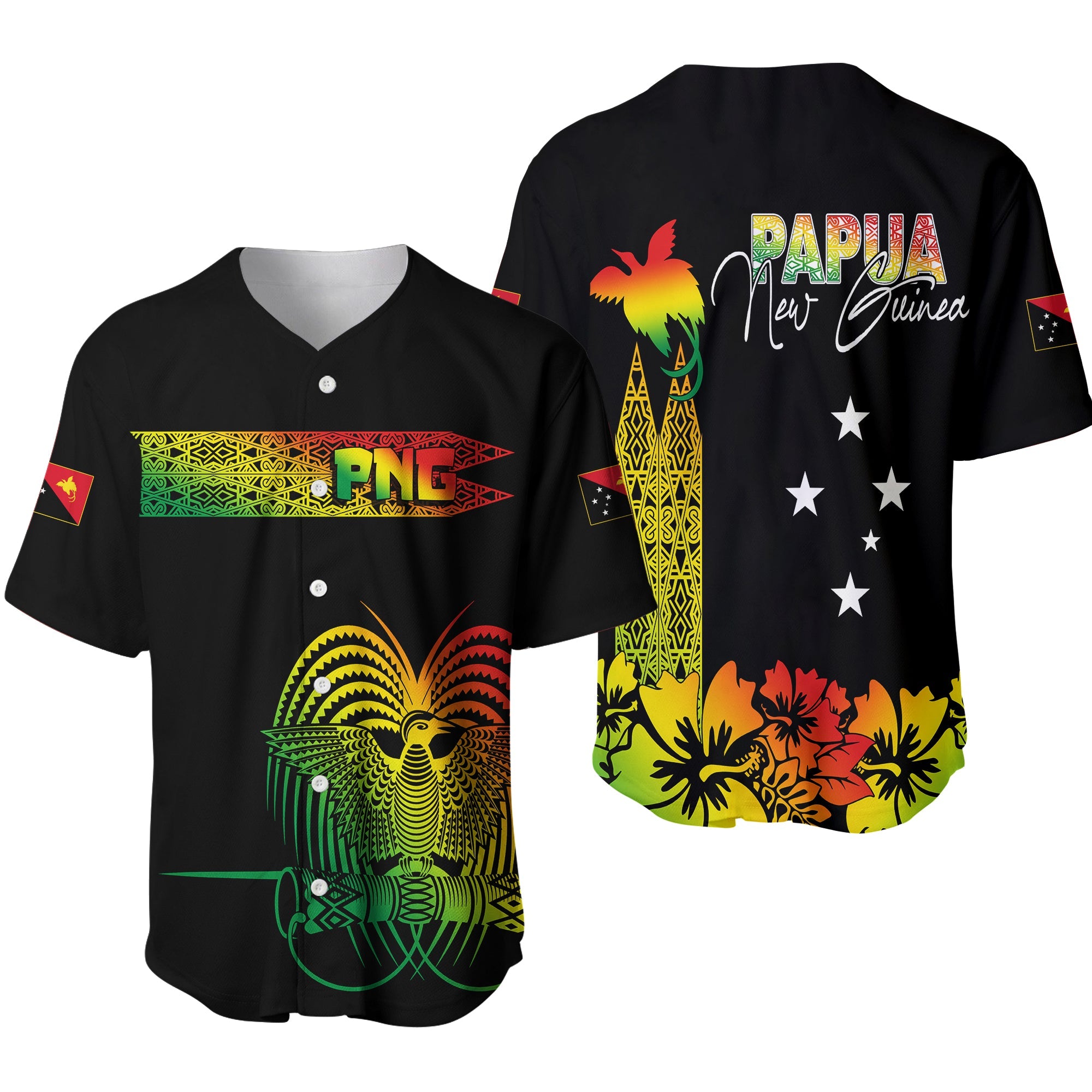 PNG Hibiscus Tribal Pattern Baseball Jersey Motuan Reggae Color LT7 Reggae - Polynesian Pride