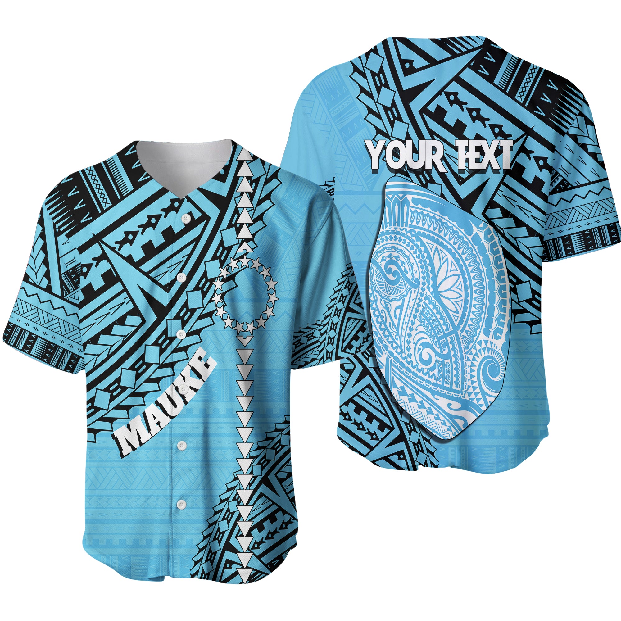 Cook Islands Tribal Personalised Baseball Jersey Island Map - Mauke Island LT7 Blue - Polynesian Pride