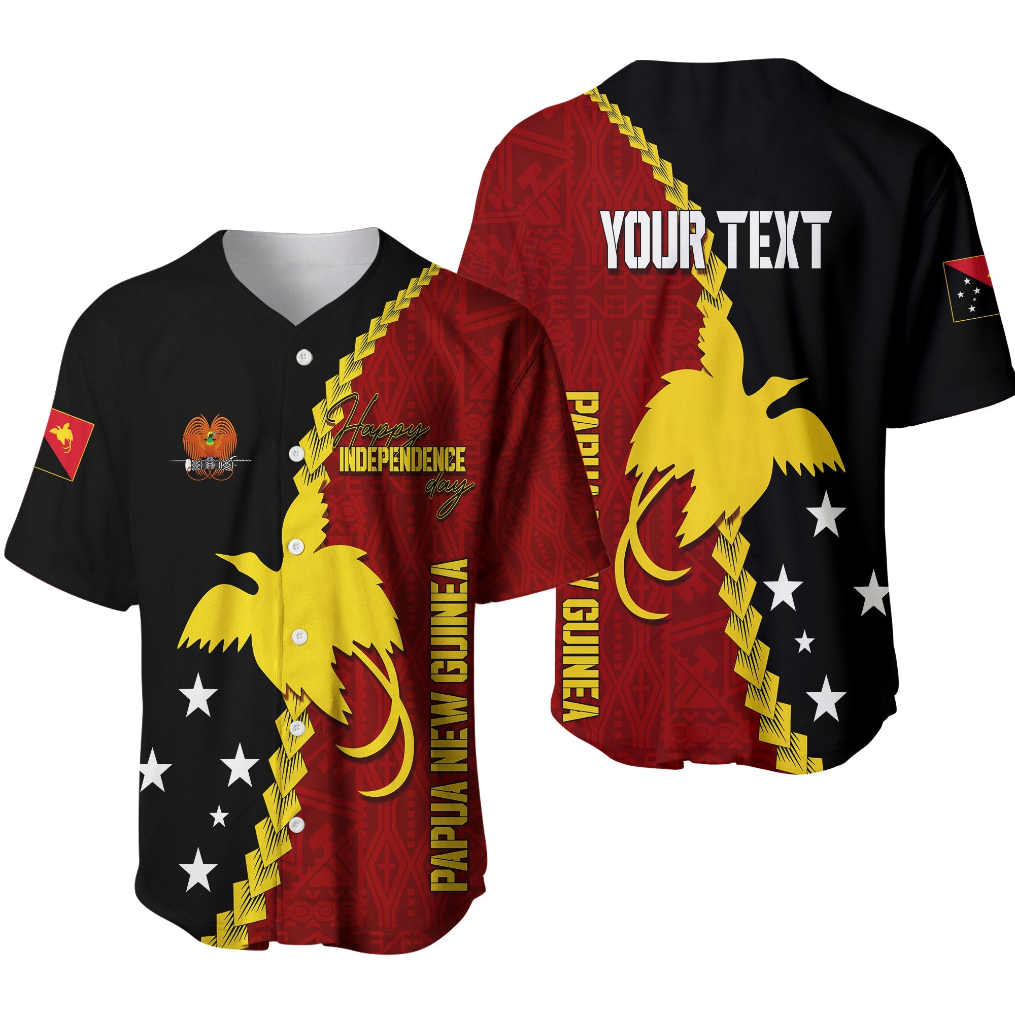 Personalised Papua New Guinea Baseball Jersey 47th Independence Anniversary - Motu Revareva LT7 Red - Polynesian Pride