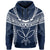 Hawaiian Kanaka Map Football Jersey Hoodie Blue and White Roger Style - Polynesian Pride