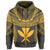 Hawaiian Kanaka Map Football Jersey Hoodie Zip Grey and Yellow Roger Style - Polynesian Pride