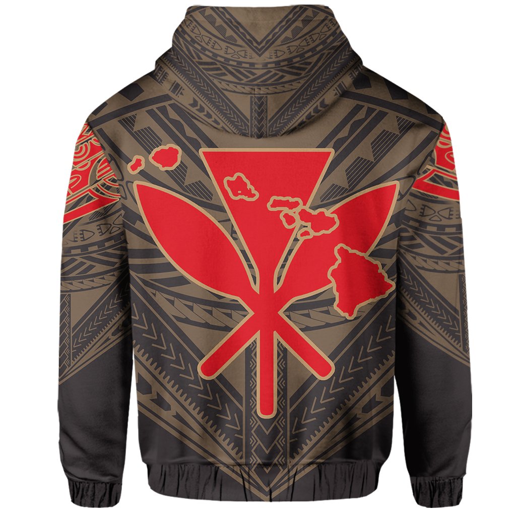 Hawaiian Kanaka Map Football Jersey Hoodie Zip Grey Roger Style - Polynesian Pride